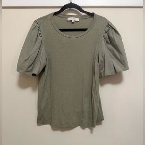 Loft Sage Green Bubble Sleeve Top - L